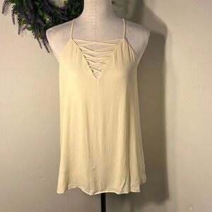 Day trip, S spaghetti strap oversized lined tank 100% rayon lining 100% poly L26